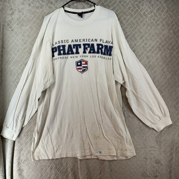 Phat Farm Other - Phat Farm Mens XL T-Shirt White Long Sleeve Vintage Y2K Logo Graphic Street Wear